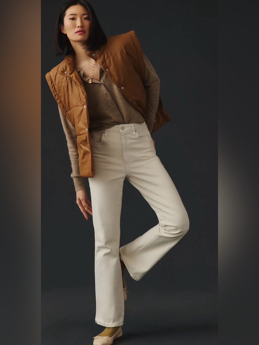 AMO Bella White Oak Distressed Crop Flare Jeans Size 25 NWOT Sold Out